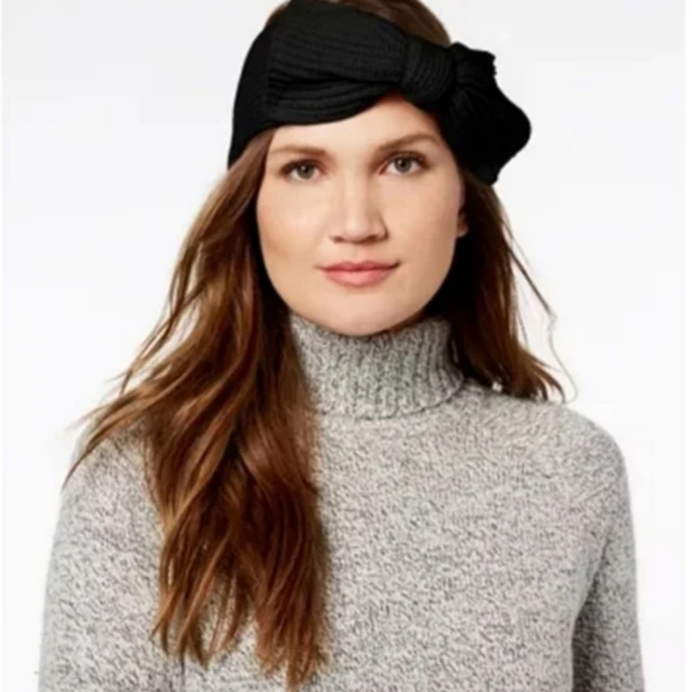 Kate Spade Ear Muffs Black Bow Knit Headband